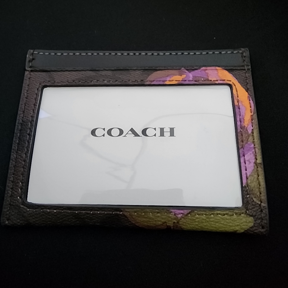 NWT Coach Signature Raised Slim Id Cardholder Iris - Picture 5 of 8